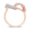 Thumbnail Image 5 of 1/5 CT. T.W. Diamond Double Row Heart Ring in Sterling Silver with Rose Rhodium
