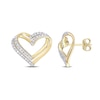 Thumbnail Image 1 of 1/5 CT. T.W. Diamond Layered Double Heart Stud Earrings in Sterling Silver with Yellow Rhodium