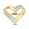 Thumbnail Image 4 of 1/5 CT. T.W. Diamond Double Row Open Heart Ring in Sterling Silver with Yellow Rhodium