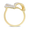 Thumbnail Image 5 of 1/5 CT. T.W. Diamond Double Row Open Heart Ring in Sterling Silver with Yellow Rhodium