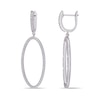 Thumbnail Image 1 of 1/10 CT. T.W. Diamond Oval Open Circle Drop Earrings in Sterling Silver