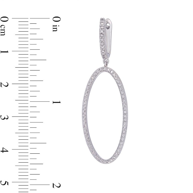Main Image 3 of 1/10 CT. T.W. Diamond Oval Open Circle Drop Earrings in Sterling Silver