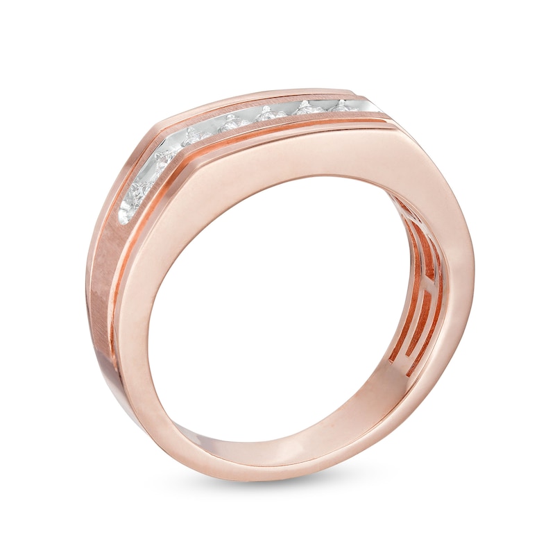 Main Image 3 of 1/4 CT. T.W. Diamond Nine Stone Squared Wedding Band in 10K Rose Gold