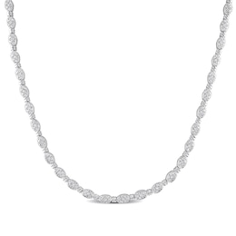 1/2 CT. T.W. Oval Multi-Diamond Beaded Alternating Necklace in Sterling Silver - 17"