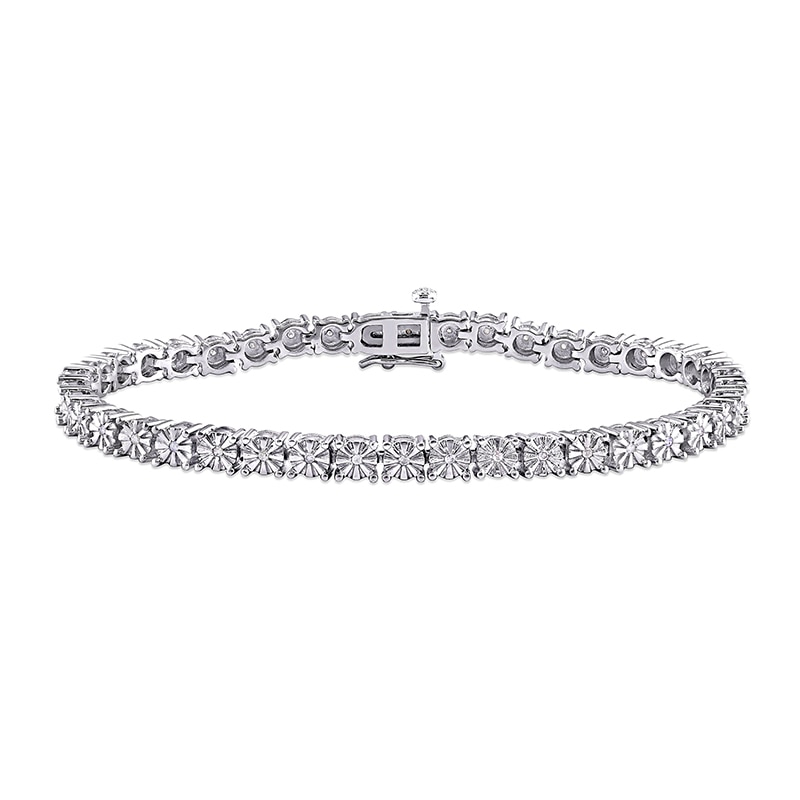 Main Image 1 of 1/4 CT. T.W. Diamond Tennis Bracelet in Sterling Silver