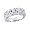 Thumbnail Image 1 of 1/6 CT. T.W. Diamond Station Triple Row Ring in Sterling Silver 