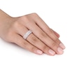 Thumbnail Image 2 of 1/6 CT. T.W. Diamond Station Triple Row Ring in Sterling Silver 