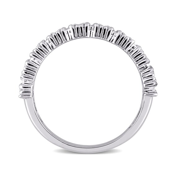 1/6 CT. T.w. Diamond Station Triple Row Ring in Sterling Silver