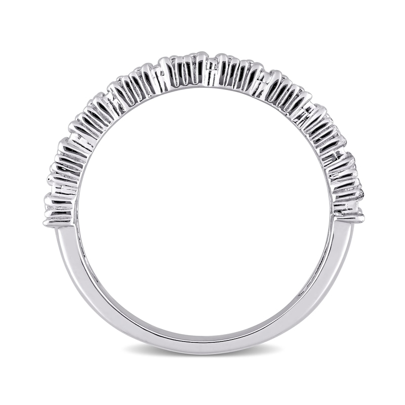 Main Image 5 of 1/6 CT. T.W. Diamond Station Triple Row Ring in Sterling Silver 