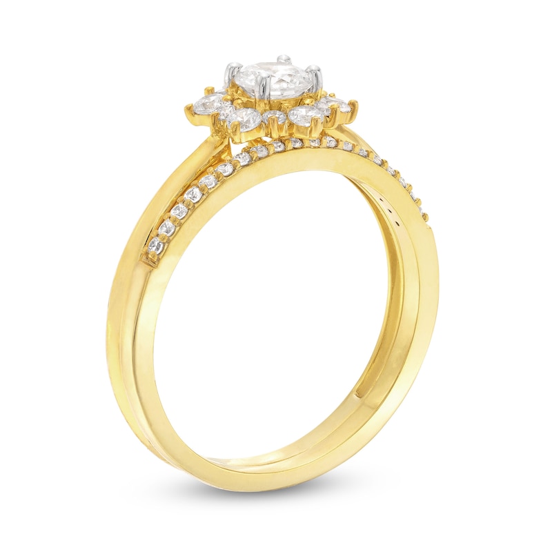 Main Image 3 of 5/8 CT. T.W. Diamond Flower Frame Bridal Set in 10K Gold (J/I3)