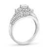 Thumbnail Image 3 of 1 CT. T.W. Diamond Double Flower Frame Split Shank Bridal Set in 10K White Gold (J/I3)