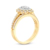 Thumbnail Image 3 of 1 CT. T.W. Oval-Shaped Multi-Diamond Double Flower Frame Bridal Set in 10K Gold (J/I3)