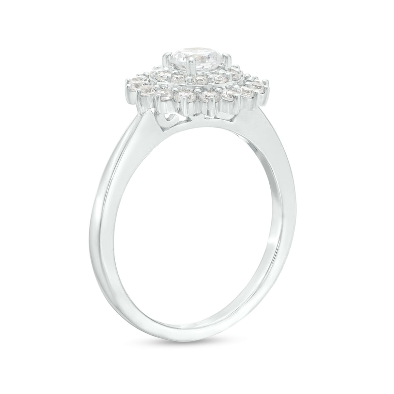 Main Image 3 of 1-1/6 CT. T.W. Diamond Double Flower Frame Three Piece Bridal Set in 10K White Gold (J/I3)