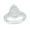 Thumbnail Image 1 of 1 CT. T.W. Pear-Shaped Multi-Diamond Floral Frame Bridal Set in 10K White Gold (J/I3)