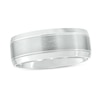 Thumbnail Image 1 of Men's 8.0mm Brushed Stepped Edge Wedding Band in 14K White Gold - Size 10