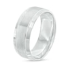 Thumbnail Image 3 of Men's 8.0mm Brushed Stepped Edge Wedding Band in 14K White Gold - Size 10