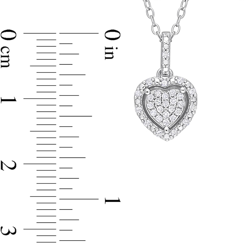 1/6 CT. T.W. Heart-Shaped Multi-Diamond Frame Pendant in Sterling Silver