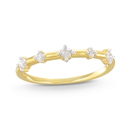 1/6 CT. T.W. Diamond Alternating Large and Small Five Stone Anniversary Band in 10K Gold