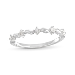 1/10 CT. T.W. Diamond Wave Alternating Anniversary Band in 10K White Gold