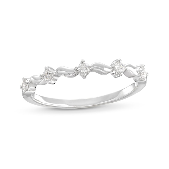 1/10 CT. T.w. Diamond Wave Alternating Anniversary Band in 10K White Gold