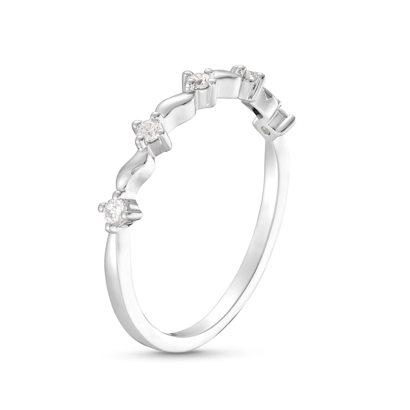 Main Image 3 of 1/10 CT. T.W. Diamond Wave Alternating Anniversary Band in 10K White Gold