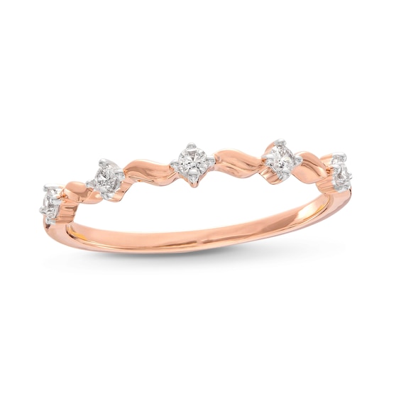 1/10 CT. T.w. Diamond Wave Alternating Anniversary Band in 10K Rose Gold