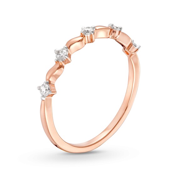 1/10 CT. T.w. Diamond Wave Alternating Anniversary Band in 10K Rose Gold