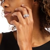 Thumbnail Image 2 of Lab-Created Pink and White Sapphire Crossover Twist Ribbon Ring in Sterling Silver