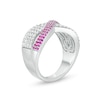 Thumbnail Image 3 of Lab-Created Pink and White Sapphire Crossover Twist Ribbon Ring in Sterling Silver