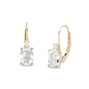 Thumbnail Image 1 of Oval White Topaz and 1/20 CT. T.W. Diamond Drop Earrings in 10K Gold