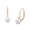 Thumbnail Image 0 of 5.0mm Cultured Freshwater Pearl and 1/20 CT. T.W. Diamond Drop Earrings in 10K Gold