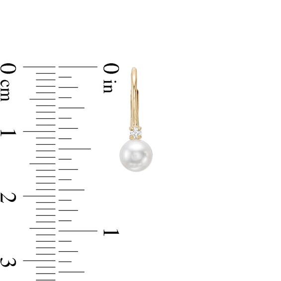 5.0mm Freshwater Cultured Pearl and 1/20 CT. T.w. Diamond Drop Earrings in 10K Gold