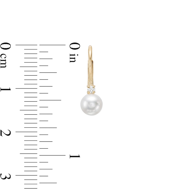 5.0mm Cultured Freshwater Pearl and 1/20 CT. T.W. Diamond Drop Earrings in 10K Gold