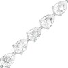 Thumbnail Image 1 of Sideways Pear-Shaped White Lab-Created Sapphire Line Bracelet in Sterling Silver – 7.25&quot;