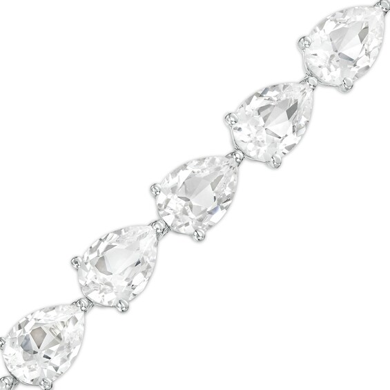 Sideways Pear-Shaped White Lab-Created Sapphire Line Bracelet in Sterling Silver â 7.25"