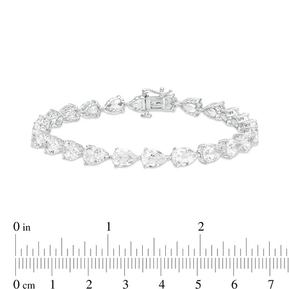 Sideways Pear-Shaped White Lab-Created Sapphire Line Bracelet in Sterling Silver â 7.25"