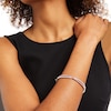 Thumbnail Image 2 of Pink and White Lab-Created Sapphire Twist Bangle in Sterling Silver - 7.25"