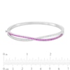 Thumbnail Image 3 of Pink and White Lab-Created Sapphire Twist Bangle in Sterling Silver - 7.25"