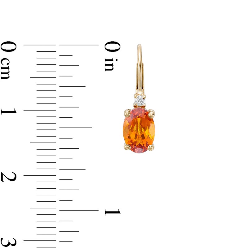 Main Image 3 of Oval Citrine and 1/20 CT. T.W. Diamond Drop Earrings in 10K Gold