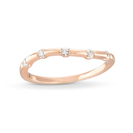 1/10 CT. T.W. Diamond Wave Five Stone Anniversary Band in 10K Rose Gold
