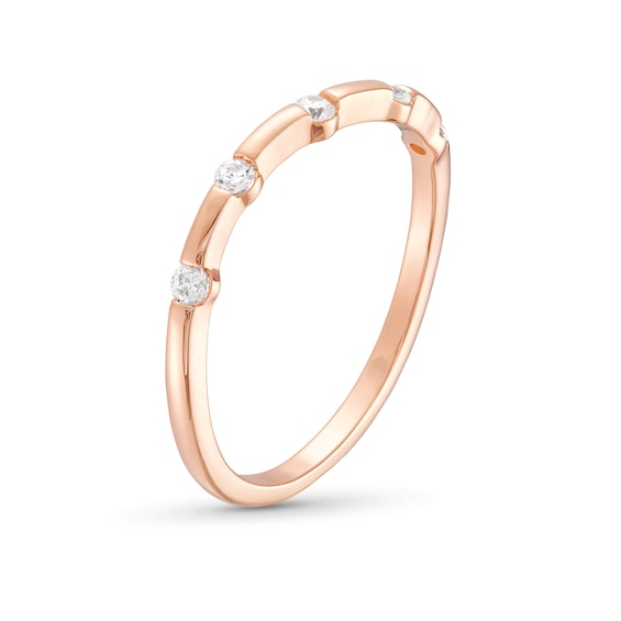 1/10 CT. T.w. Diamond Wave Five Stone Anniversary Band in 10K Rose Gold
