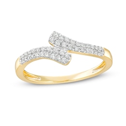 1/4 CT. T.W. Diamond Double Row Bypass Anniversary Band in 10K Gold