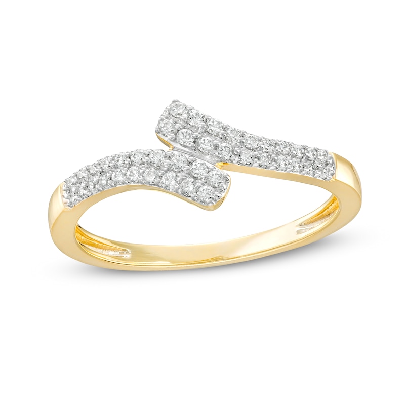 Main Image 1 of 1/4 CT. T.W. Diamond Double Row Bypass Anniversary Band in 10K Gold