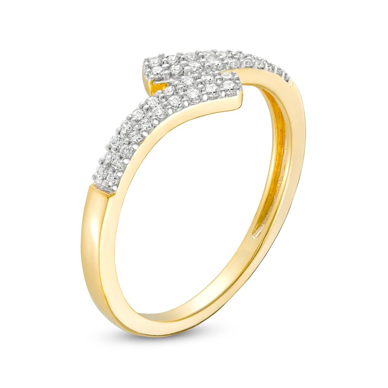 Main Image 3 of 1/4 CT. T.W. Diamond Double Row Bypass Anniversary Band in 10K Gold