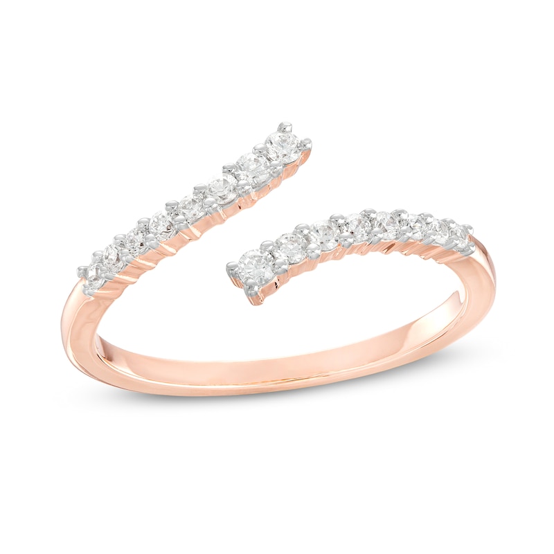 Main Image 1 of 1/5 CT. T.W. Diamond Graduated Bypass Anniversary Band in 10K Rose Gold