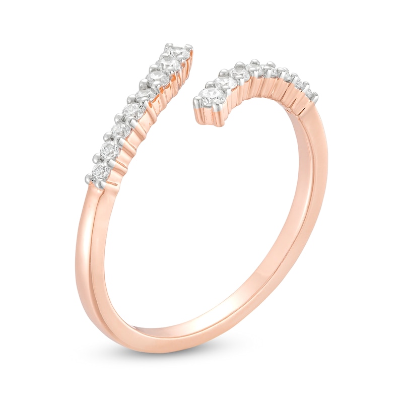 Main Image 3 of 1/5 CT. T.W. Diamond Graduated Bypass Anniversary Band in 10K Rose Gold
