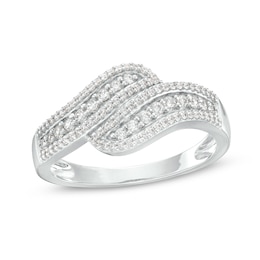 1/3 CT. T.W. Diamond Wave Triple Row Anniversary Band in 10K White Gold