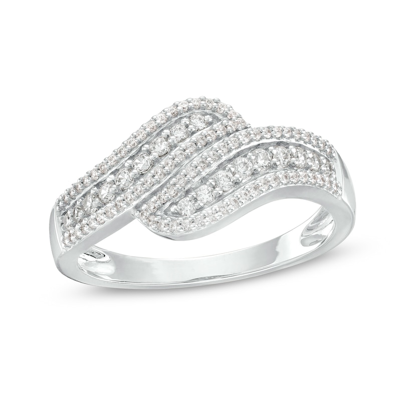 Main Image 1 of 1/3 CT. T.W. Diamond Wave Triple Row Anniversary Band in 10K White Gold