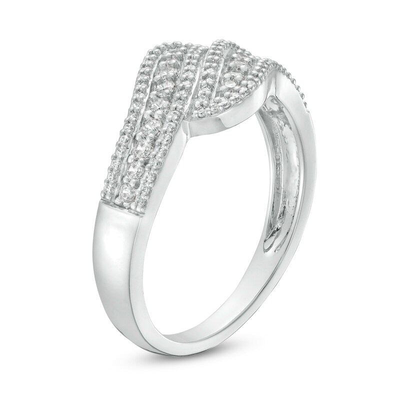 Main Image 3 of 1/3 CT. T.W. Diamond Wave Triple Row Anniversary Band in 10K White Gold
