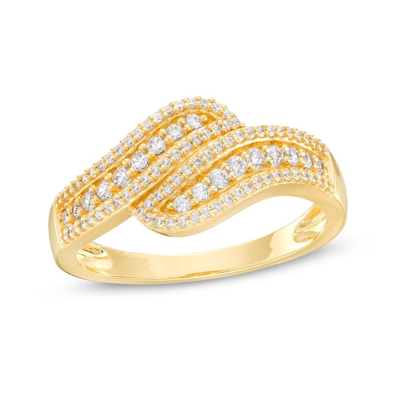 Main Image 1 of 1/3 CT. T.W. Diamond Wave Triple Row Anniversary Band in 10K Gold